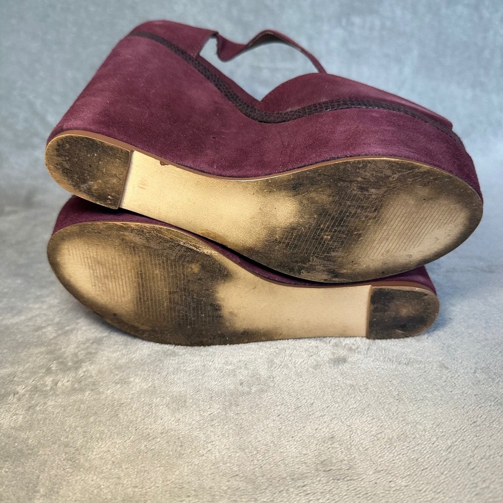 Y2K Steve Madden Lorii Burgundy Suede Platform Wedge Heels 8 Brat Indie Sleaze - Picture 7 of 12